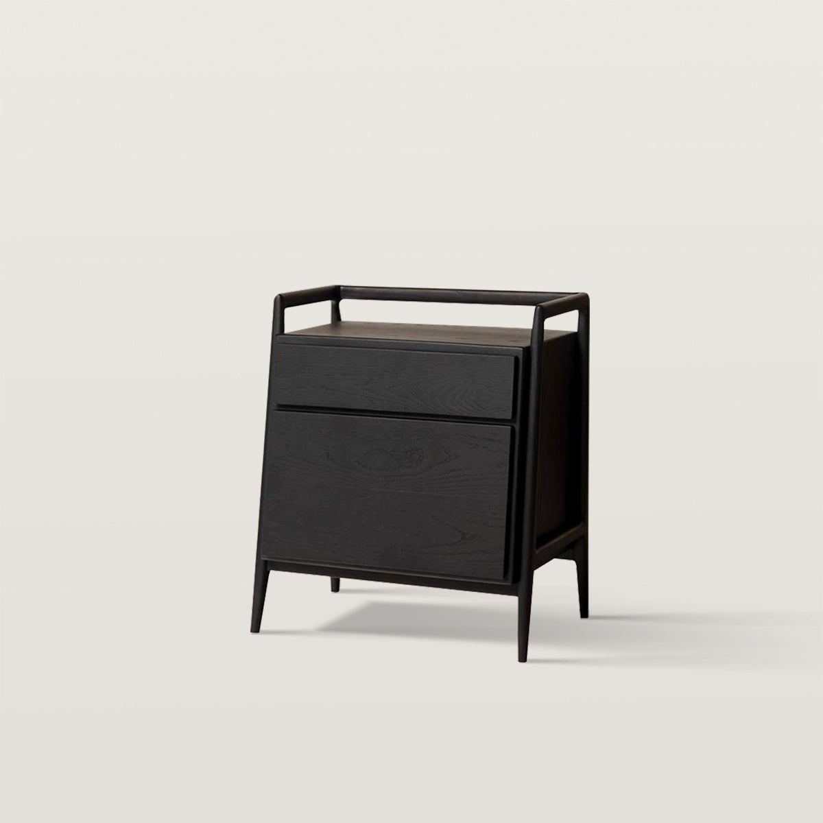 Bedroom Wooden Nightstands with Trapezoidal Structure