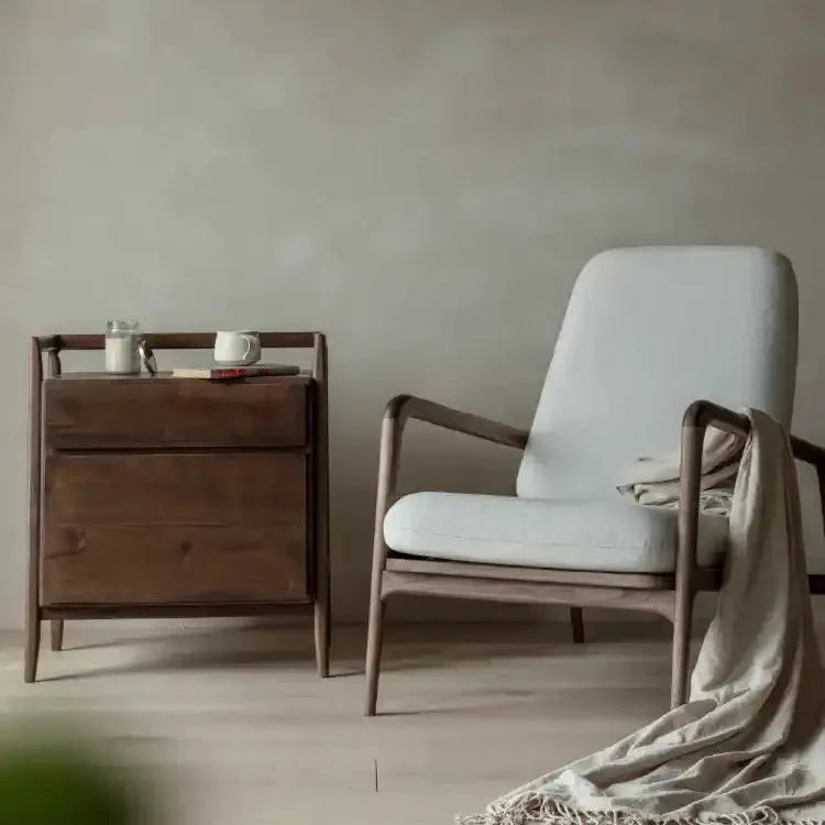 Bedroom Wooden Nightstands with Trapezoidal Structure