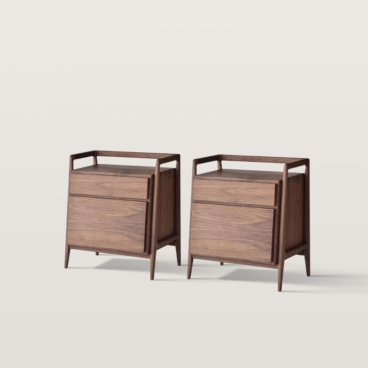 Bedroom Wooden Nightstands with Trapezoidal Structure