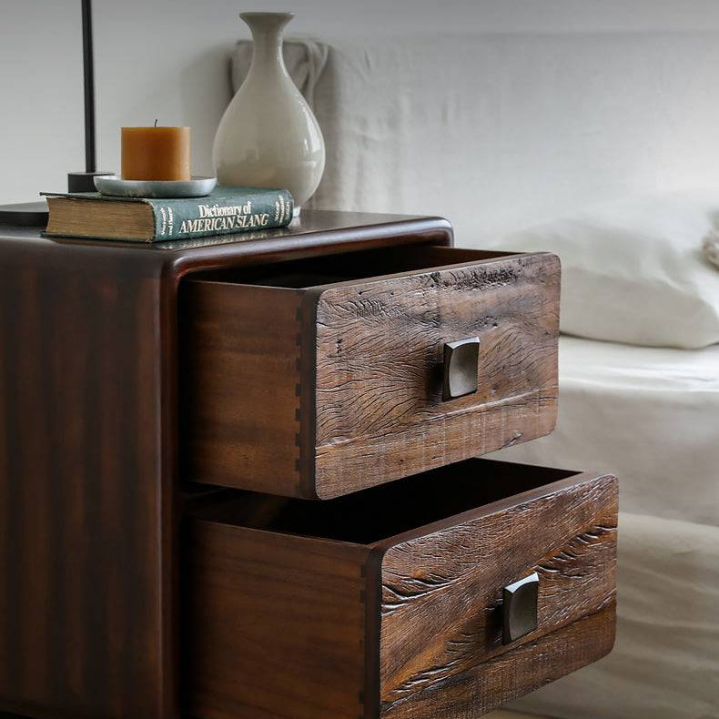 Mid Ancient Style Nightstand 2 Drawer Bedside Table