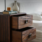 Mid Ancient Style Nightstand 2 Drawer Bedside Table