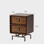 Mid Ancient Style Nightstand 2 Drawer Bedside Table