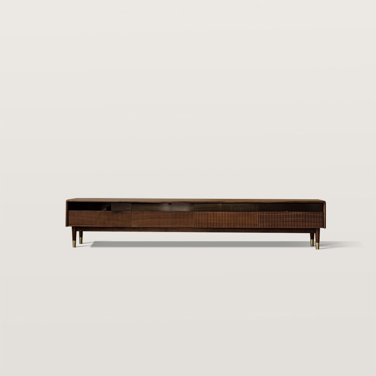 Minimalist Style High Foot Walnut TV Cabinet with Storage