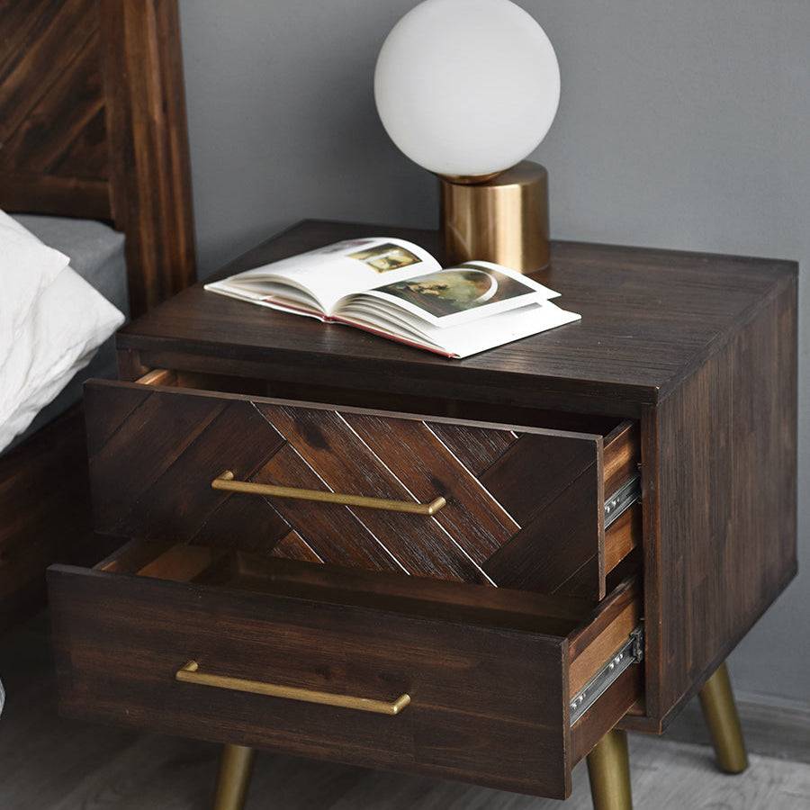 Bedroom 2 Drawers Nightstand Simple Storage Cabinet