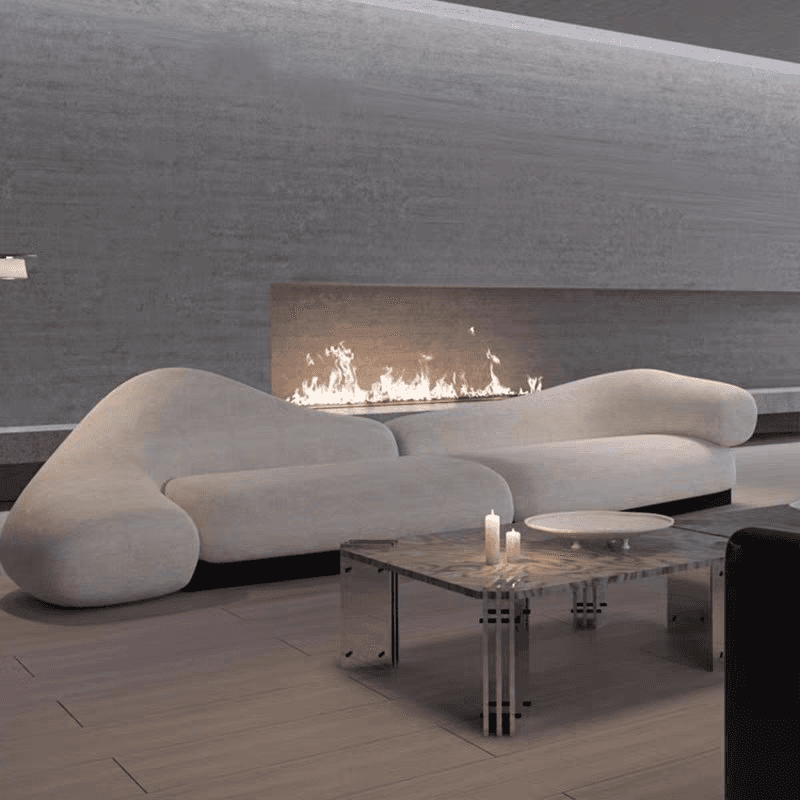 Living Room Lamb Wool Shaped Curved Sofa Bed