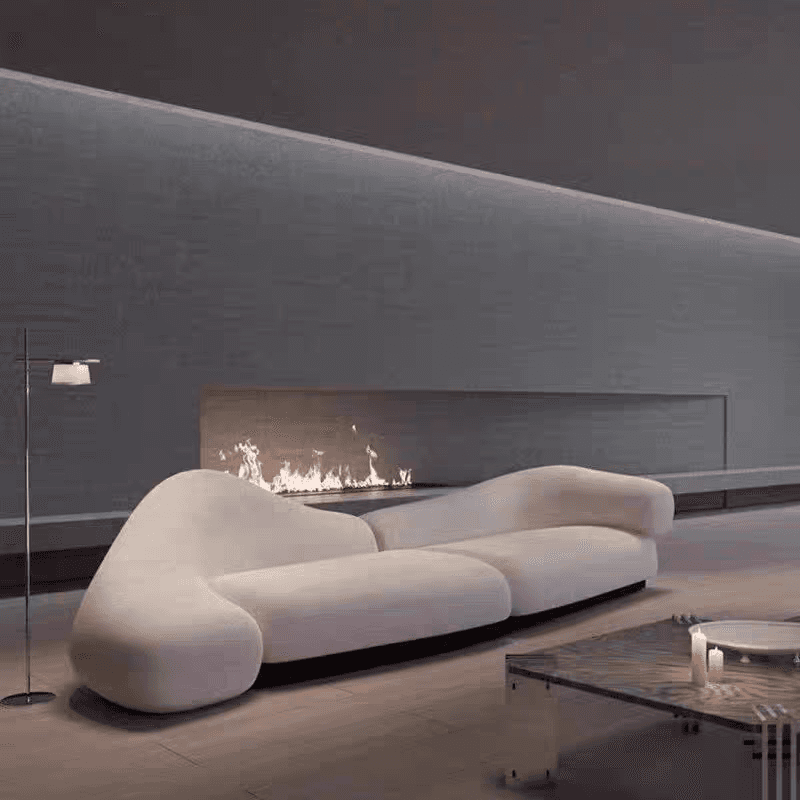 Living Room Lamb Wool Shaped Curved Sofa Bed