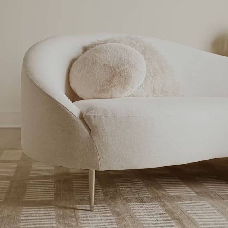 Curvilinear Fabric Apartment Sofa with Stainless Steel Legs