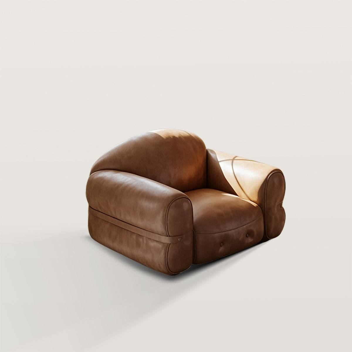 Middle Ancient Style Oil Wax Leather Single Sofa