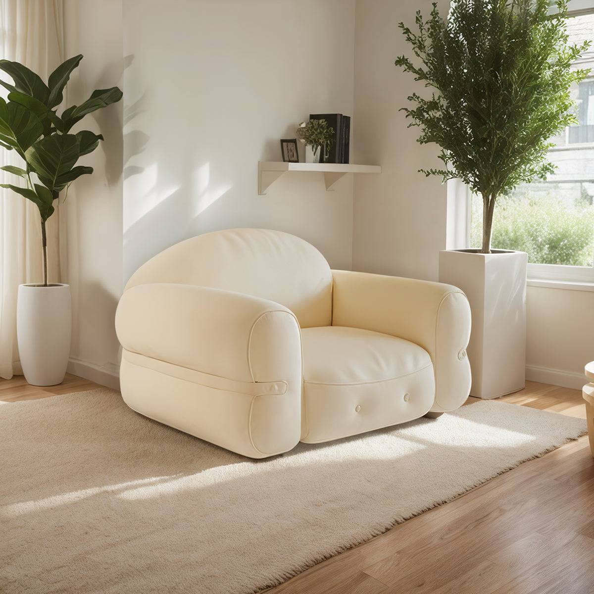 Middle Ancient Style Oil Wax Leather Single Sofa