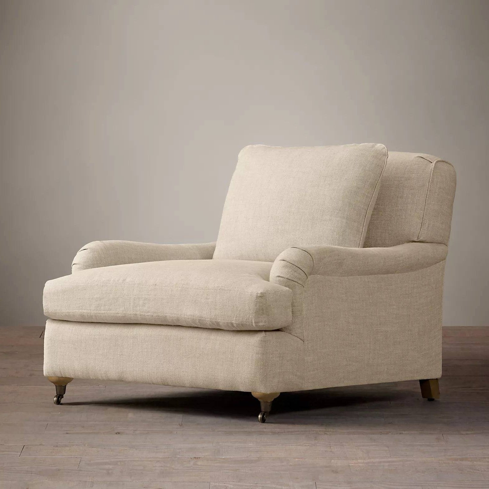 Linen Fabric Single Sofa French Country Retro Style