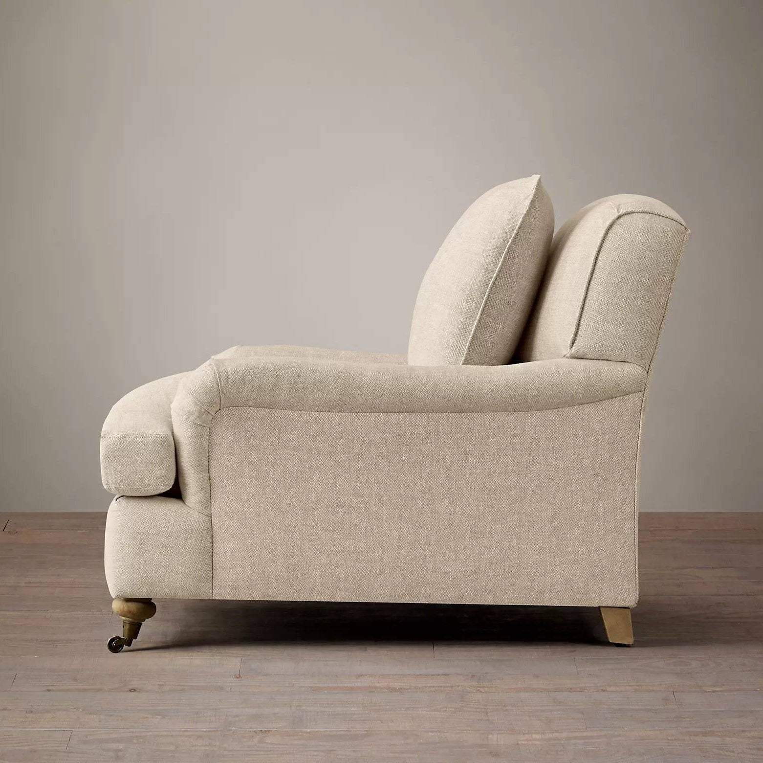 Linen Fabric Single Sofa French Country Retro Style