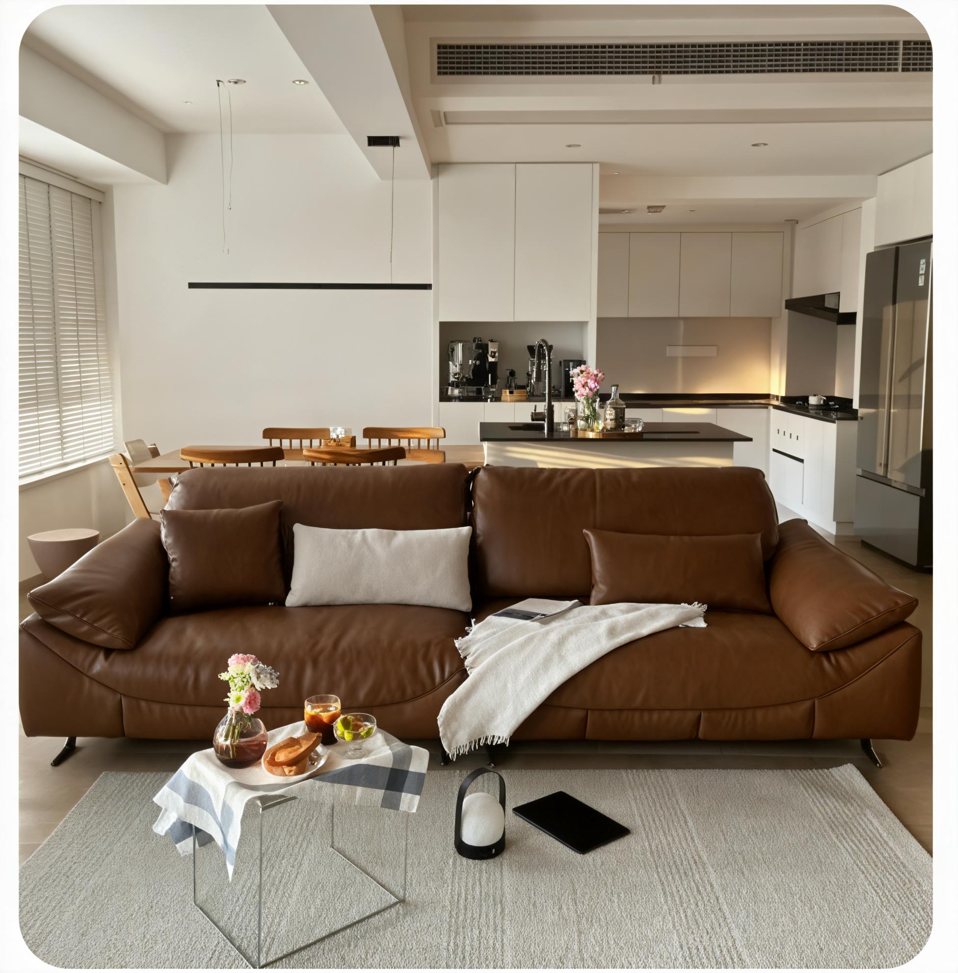 Minimalist Straight-row Sofa with Side Pocket for Living Room