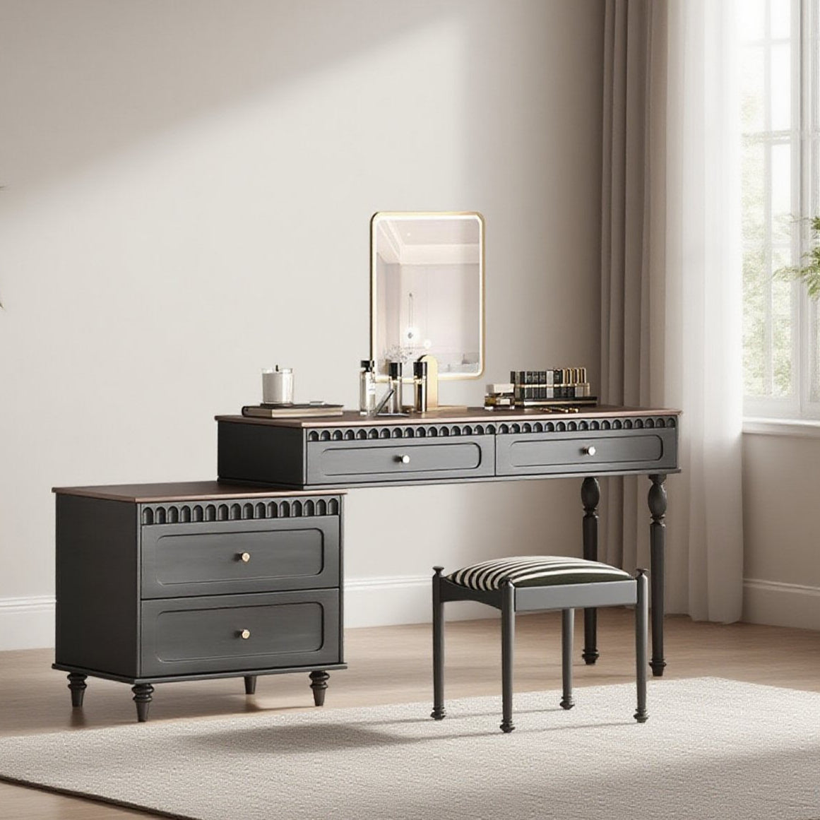 62in Modern Makeup Vanity with Rectangular Mirror