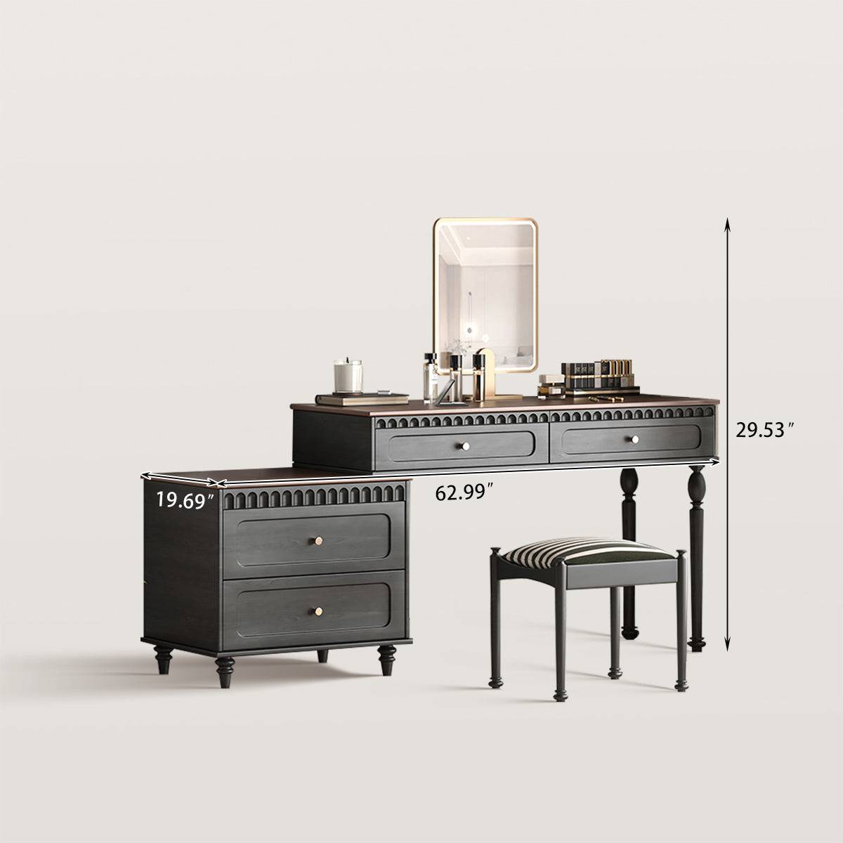 62in Modern Makeup Vanity with Rectangular Mirror