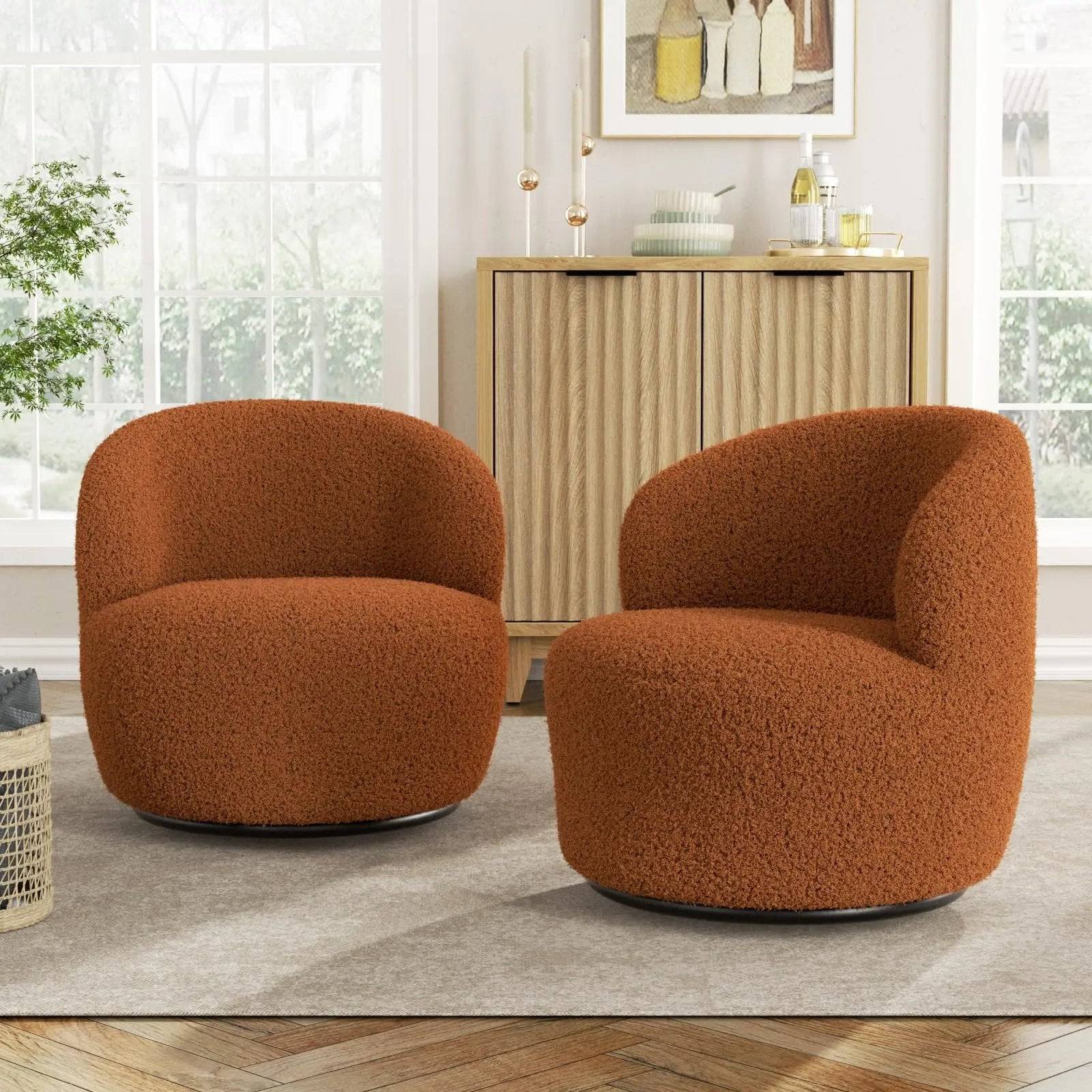 Cozy Modern Barrel Chairs with Soft Padded Armrest