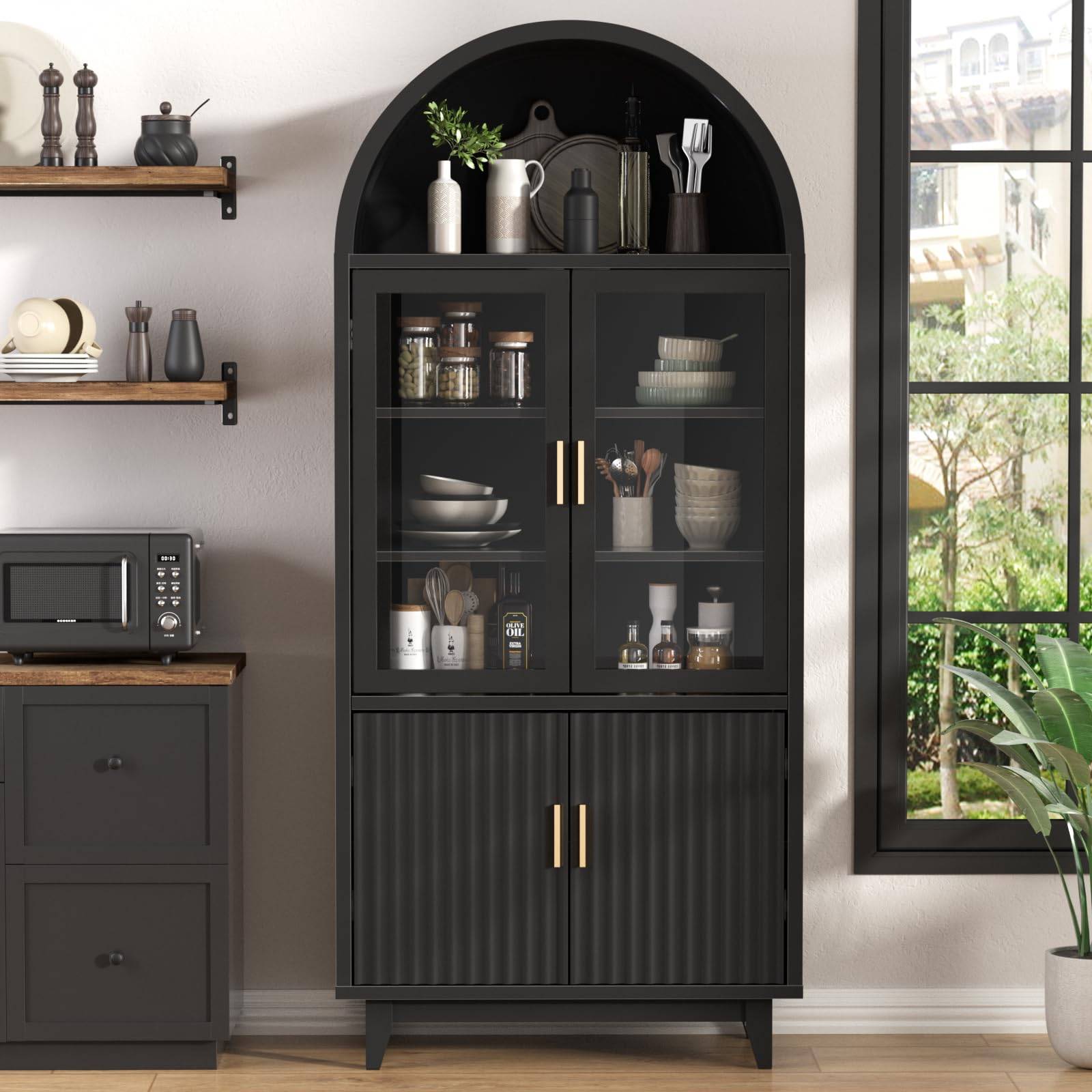 70.8 Tall Arched Storage Cabinet with Adjustable Shelves