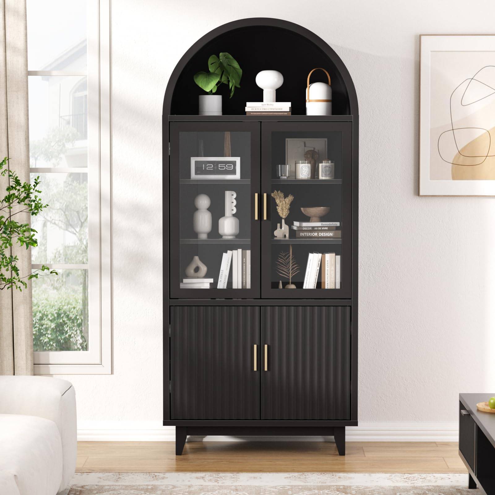 70.8 Tall Arched Storage Cabinet with Adjustable Shelves