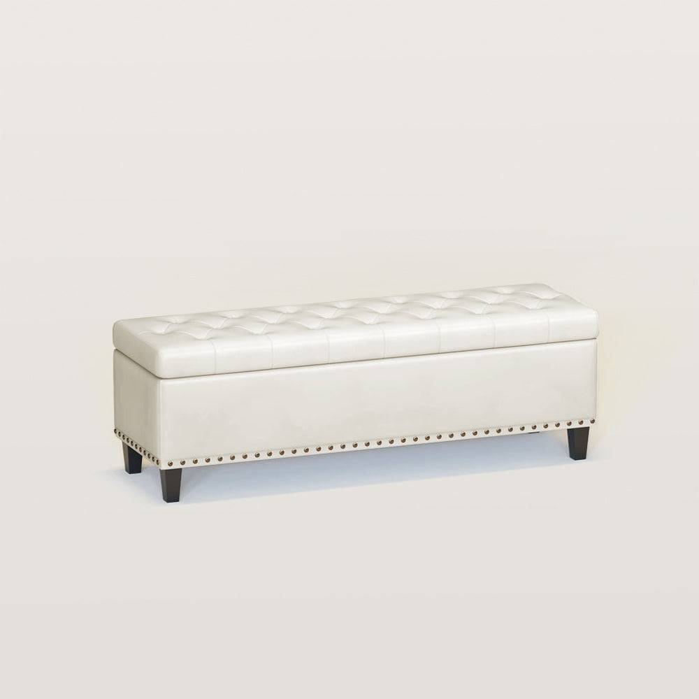 51in Faux Leather Ottoman Storage Bench