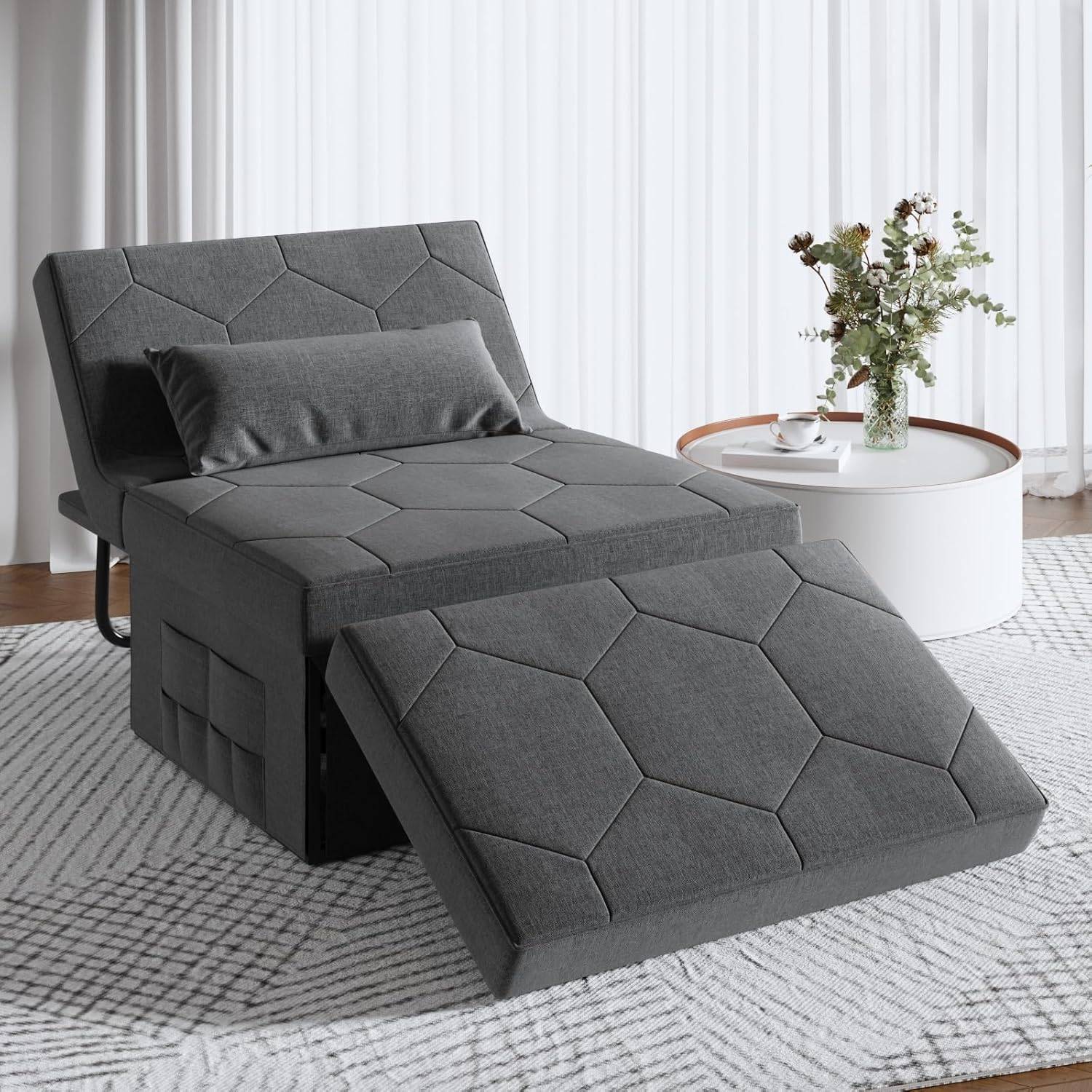4 in 1 Convertible Sleeper Sofa Bed with Ottoman