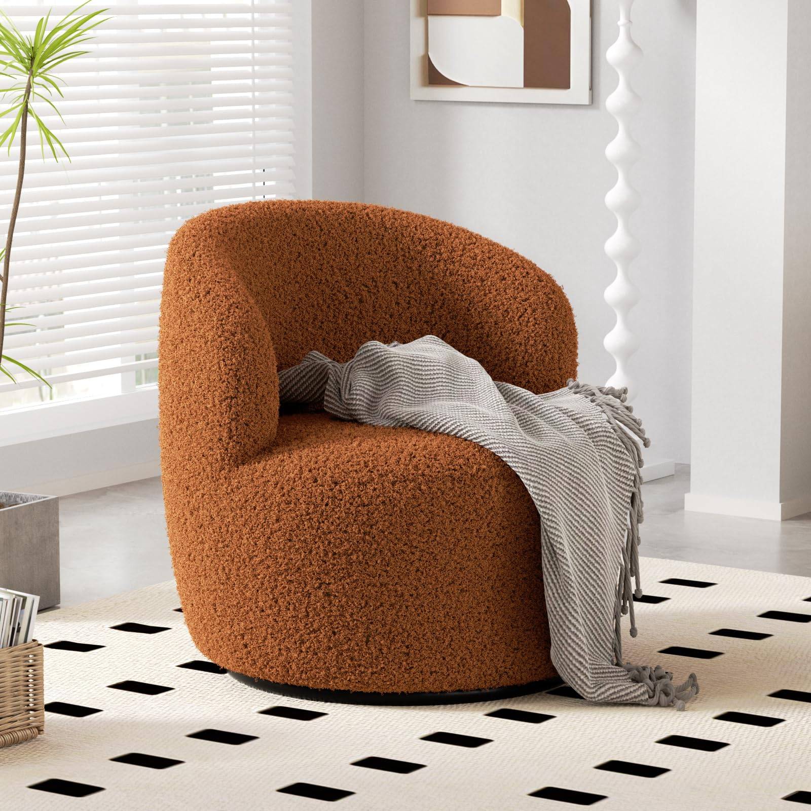 Cozy Modern Barrel Chairs with Soft Padded Armrest